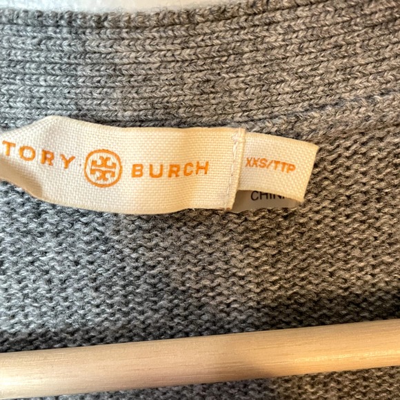 Tory Burch Wool & Cashmere Blend V-Neck Cardigan Sweater in Gray Size XXS - Picture 5 of 13